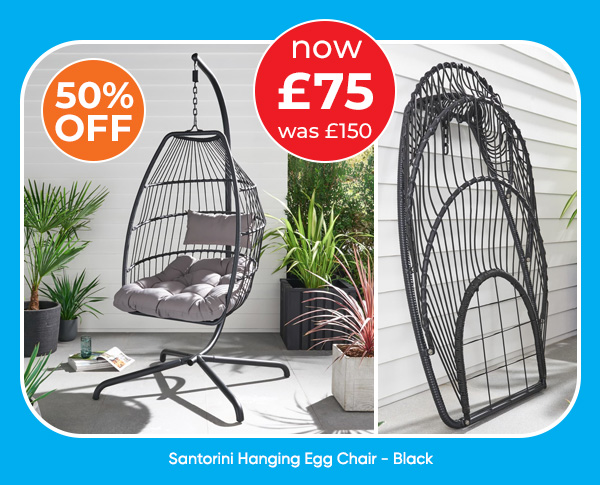 Santorini Hanging Egg Chair - Black