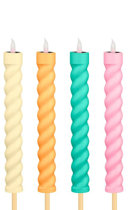 Solar Powered Spiral Candle Stake Light - Various Colours Available