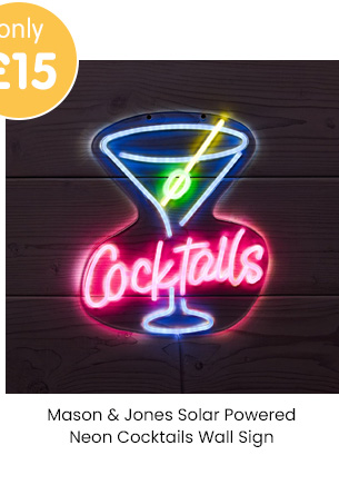 Mason & Jones Solar Powered Neon Cocktails Wall Sign