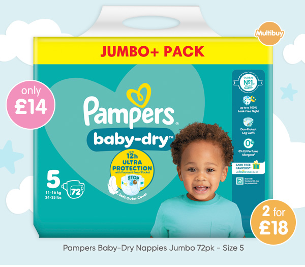 Pampers Baby-Dry Nappies Jumbo 72pk - Size 5