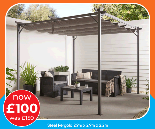 Steel Pergola 2.9m x 2.9m x 2.2m