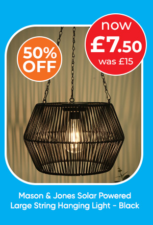 Mason & Jones Solar Powered Large String Hanging Light - Black