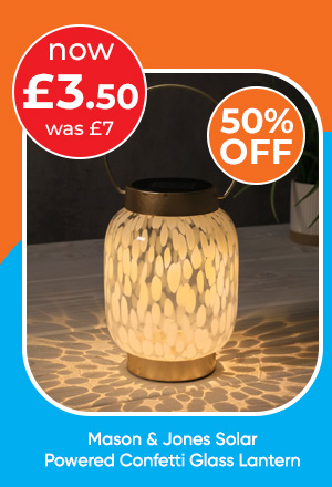 Mason & Jones Solar Powered Confetti Glass Lantern - Available Colours: White / Pink