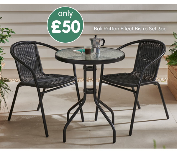 Bali Rattan Effect Bistro Set 3pc