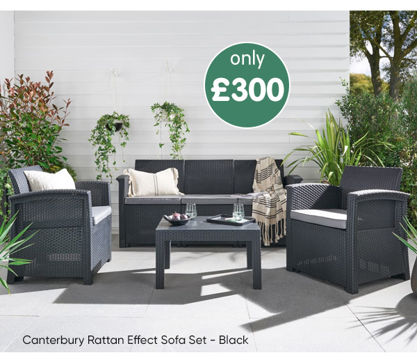 Canterbury Rattan Effect Sofa Set - Black