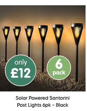 Solar Powered Santorini Post Lights 6pk - Black