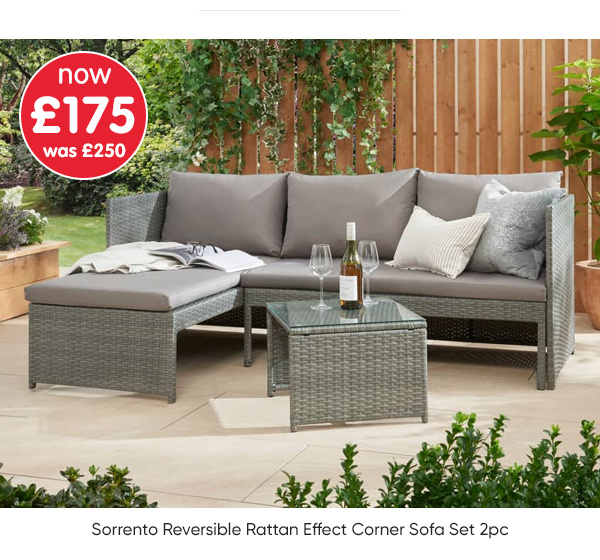 Sorrento Reversible Rattan Effect Corner Sofa Set 2pc