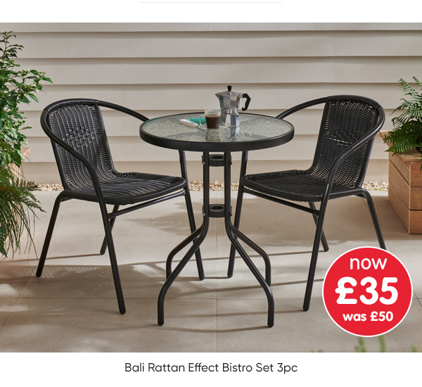 Bali Rattan Effect Bistro Set 3pc