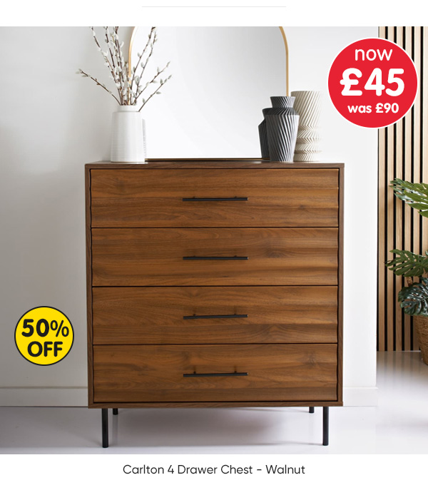 Carlton 4 Drawer Chest - Walnut