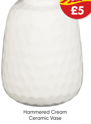 Hammered Ceramic Vase - Cream