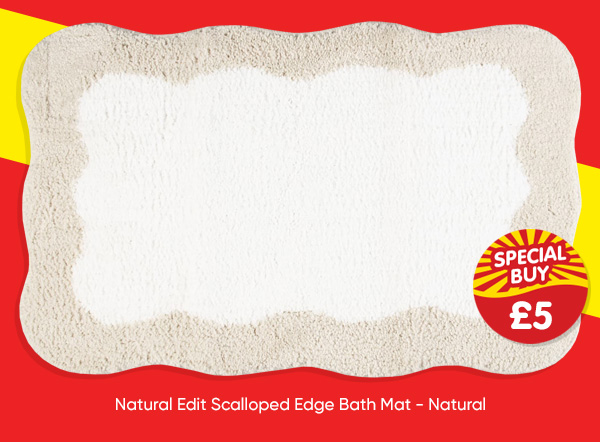Natural Edit Scalloped Edge Bath Mat - Natural