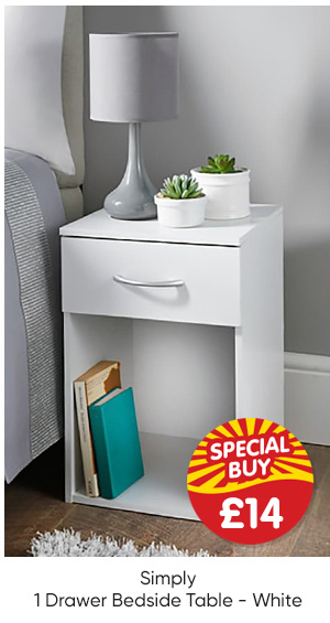 Simply 1 Drawer Bedside Table - White