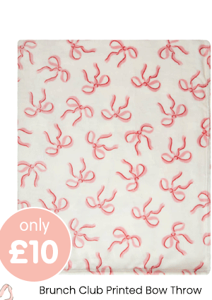 Brunch Club Printed Bow Throw