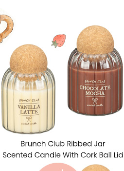 Brunch Club Ribbed Jar Scented Candle With Cork Ball Lid