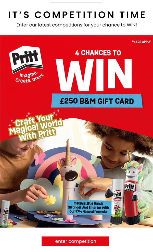 FOUR Chances to WIN a £250 B&M Gift Card Courtesy of Pritt Competition