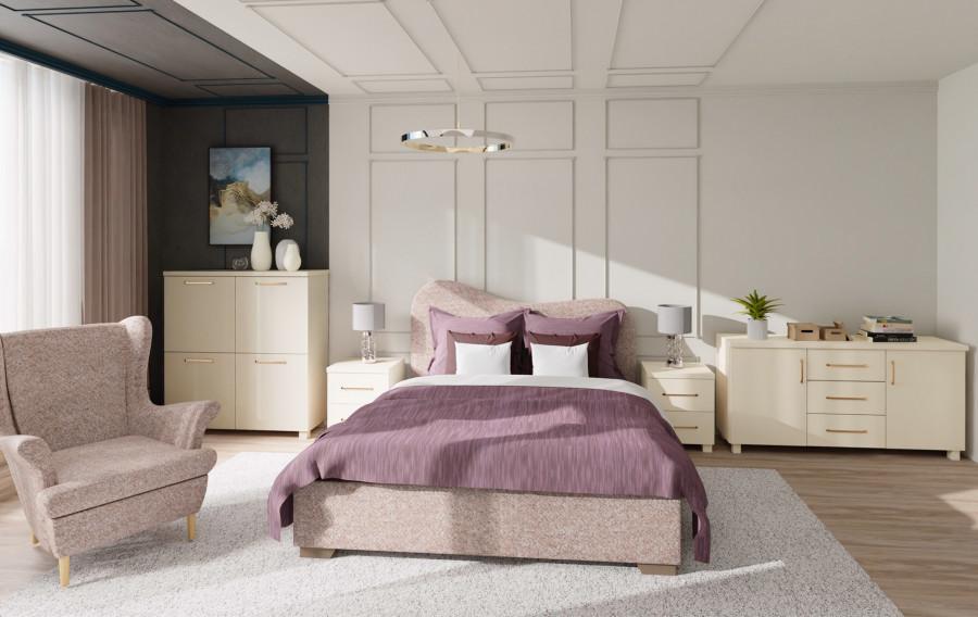 Sypialnia - łóżko Cloudi (boucle cappuccino) i...