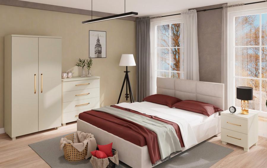 Sypialnia - łóżko Sawona (plusz beż) i kolekcja...
