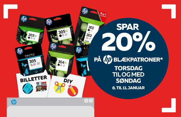 Spar 20% på HP blækpatroner