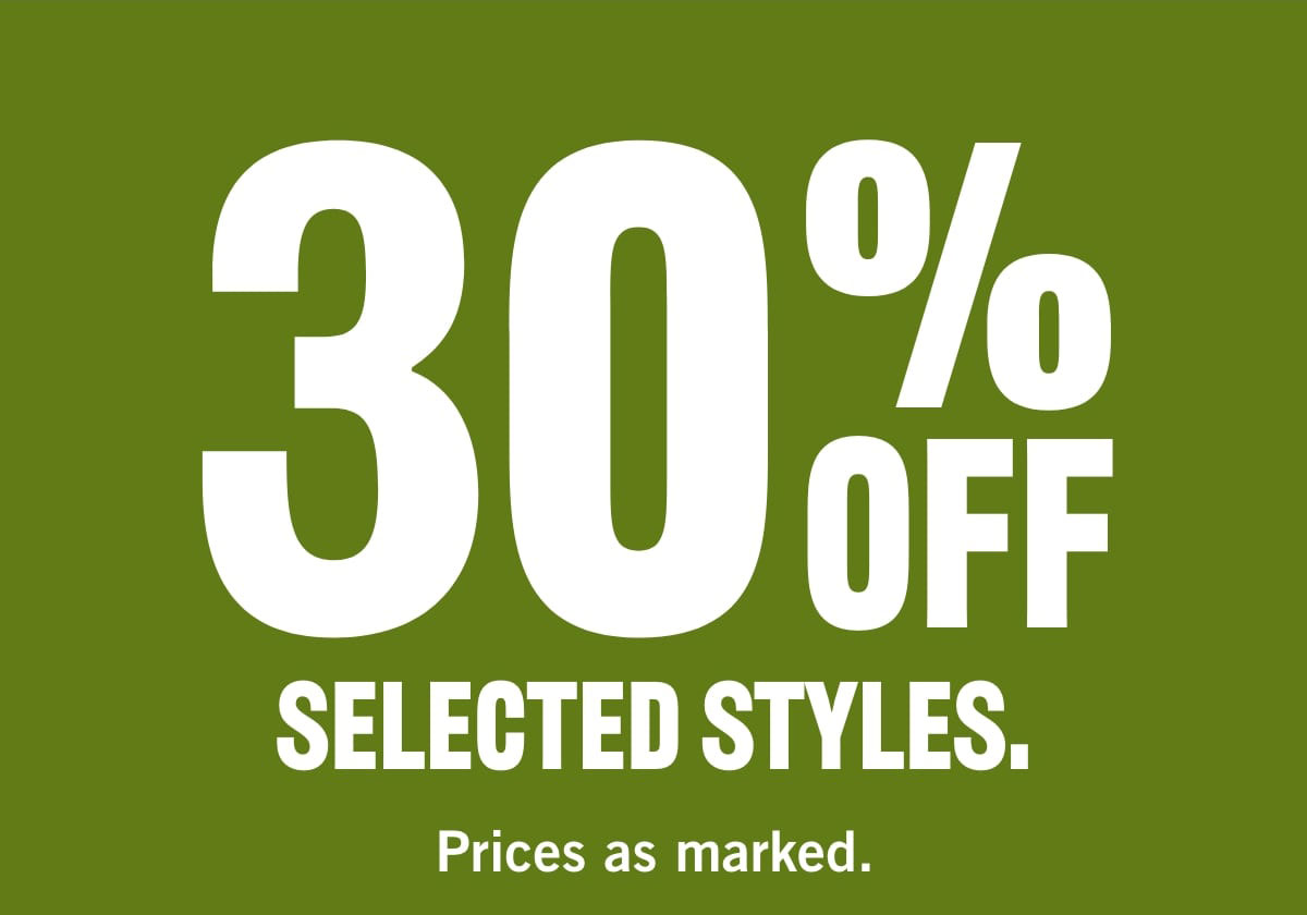 30% Off Selected Styles