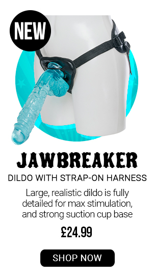 Jawbreaker d*ldo with strap on harness