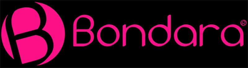 Bondara logo pink text on black background