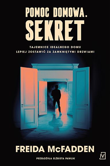 Book cover showing open double doors revealing a silhouetted figure in blue and orange light, with large title 'SEKRET' and author name at bottom