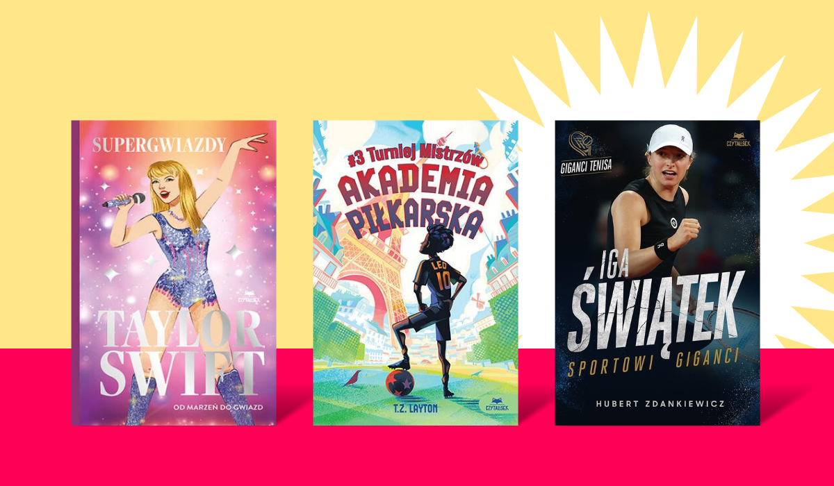 Three colourful book covers: illustrated pop singer on pink; children's football academy with No.10 player; photographic female tennis player in black