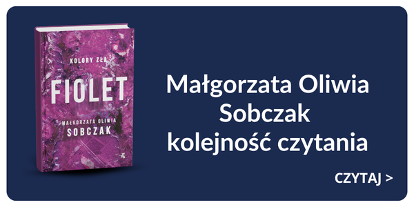 Purple book titled 'Fiolet' on a dark-blue banner with Polish text about reading order and a 'Read' call-to-action
