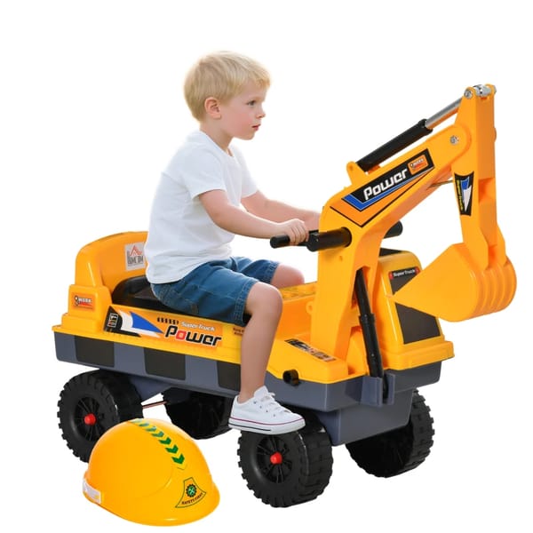 Ride-On Excavator with Helmet & Claw $51