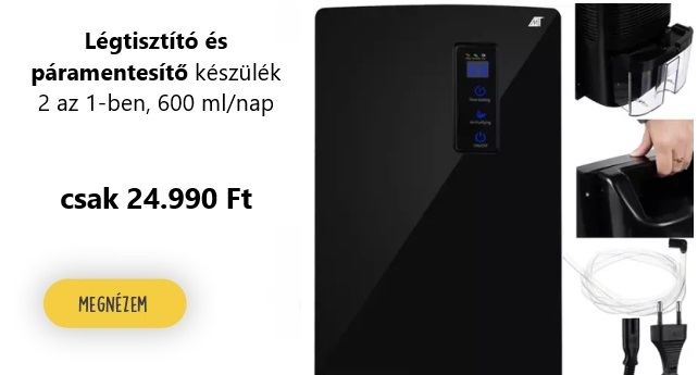 Légtisztító és páramentesítő készülék 2 az 1-ben, 600 ml/nap kapacitással csak 24.990 Ft