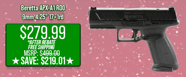 Beretta APX-A1 RDO 9mm 4.25" 17+1rd $279.99 after rebate - Free Shipping