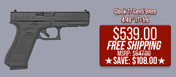 Glock 17 Gen5 9mm 4.49" 17+1rd $539.00 Free Shipping