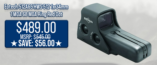 Eotech 512A65 HWS 512 1x 34mm 1 MOA 68 MOA Ring Red Dot $489.00