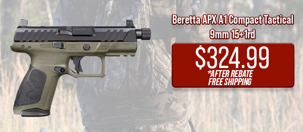 Beretta APX A1 Compact Tactical 9mm 15+1rd $324.99 After Rebate, Free Shipping