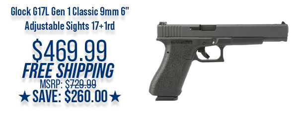 Glock G17L Gen 1 Classic 9mm 6" Adjustable Sights 17+1rd $469.99 Free Shipping