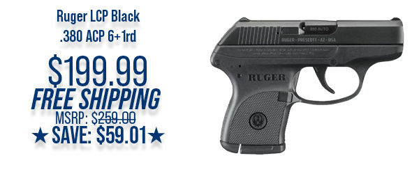 Ruger LCP Black .380 ACP 6+1rd $199.99 Free Shipping