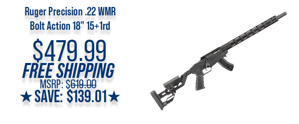 Ruger Precision .22WMR Bolt Action 18" 15+1rd $479.99 Free Shipping