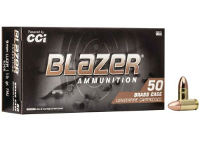 CCI Blazer Brass 9mm Ammo 115gr FMJ 50 Round Box