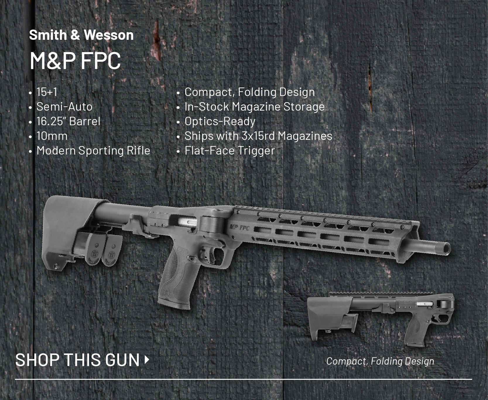 Smith and Wesson M and P FPC 10mm Rifle 16.25 Inch Barrel