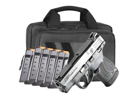 Smith and Wesson M and P9 Shield Plus 9mm Bundle, Savior Bag, 6 Magazines