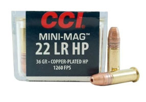 CCI Mini Mag .22LR 36gr Copper Plated Hollow Point 100 Rounds