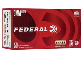 Federal Champion 9mm 115gr Full Metal Jacket 50 Round Box