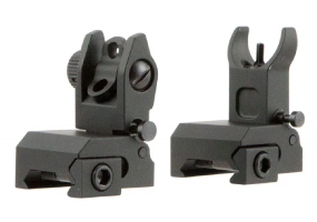 TacFire AR Same Plane Low Profile Flip-Up Iron Sights Aluminum Black Anodized