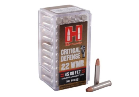 Hornady Critical Defense 22MAG 45gr FTX 50 Rounds, Nickel Plated Brass