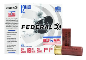 Federal Field & Range Shotshells, 12 Gauge, 2-3/4 in, 1oz, 1180 fps, #7.5 Shot, 25 Rounds