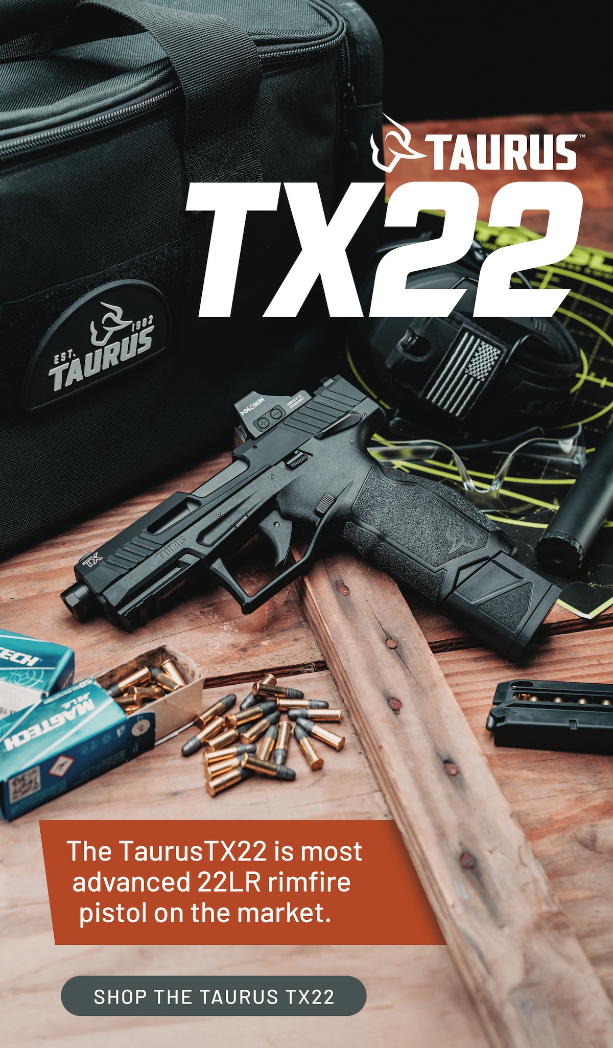The Taurus TX22 is the most advanced 22LR rimfire pistol on the market. Shop the Taurus TX22.