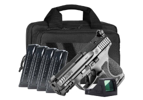 Smith & Wesson M&P 9 M2.0 Compact O.R 3.6" 9mm (5)15rd Pistol Bundle w/ Savior Bag, Black