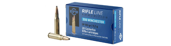 PPU Standard Rifle .308 Win 180gr Soft Point 20 Rounds