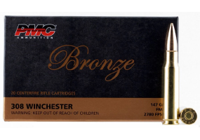 PMC Bronze Full Metal Jacket 308 Winchester Ammo 147gr 20 Rounds
