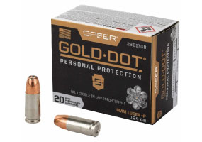 Speer Gold Dot Personal Protection Hollow Point 9mm+P Ammo 20 Rounds